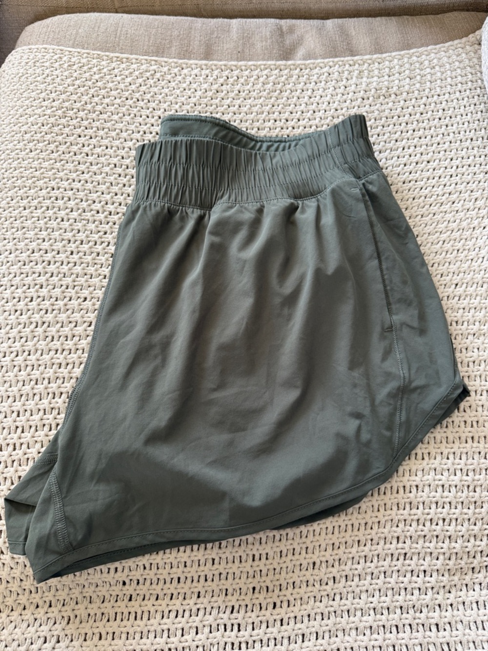 High-Waist Olive Green Athletic Shorts for Women